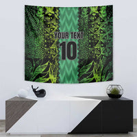 Green decorative wall tapestry with “YOUR TEXT” and big “10” in the middle