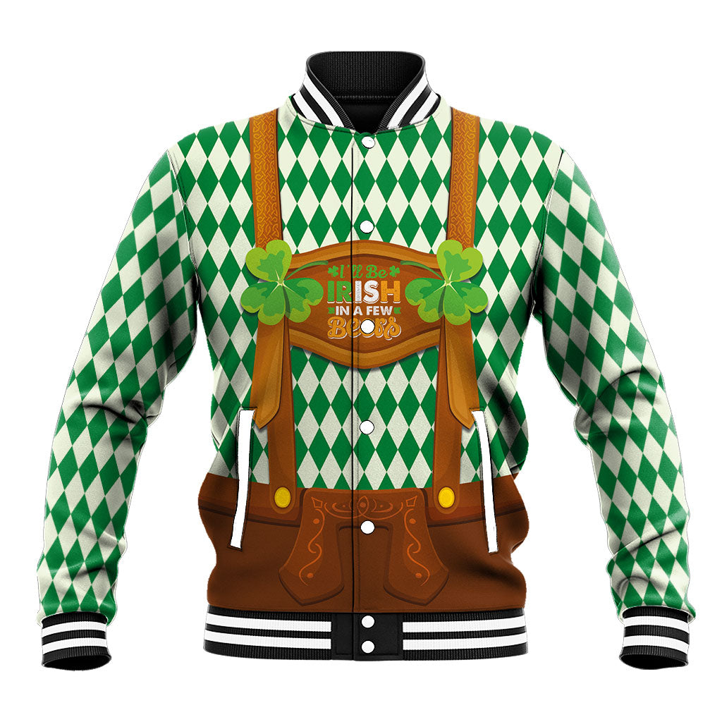 Ireland Oktoberfeis Baseball Jacket Shamrock with Lederhosen Costume