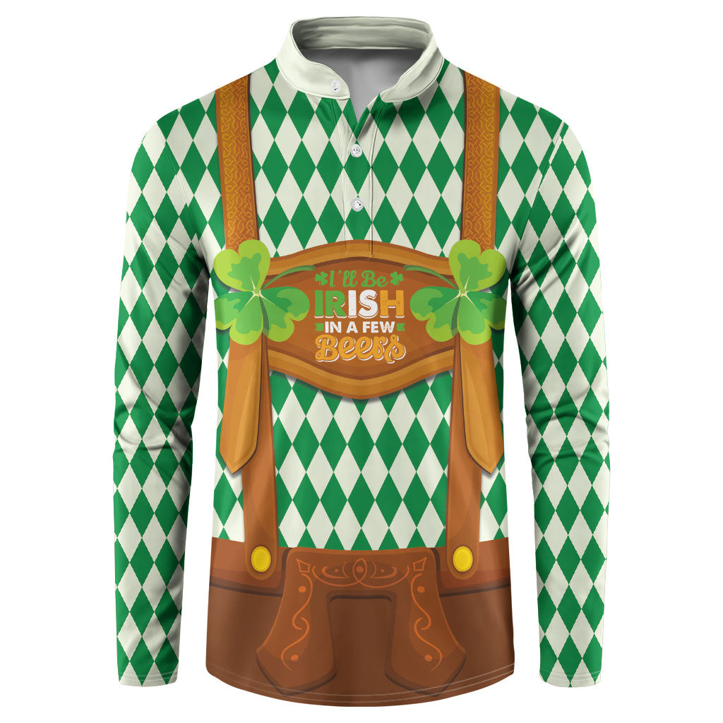 Ireland Oktoberfeis Button Sweatshirt Shamrock with Lederhosen Costume