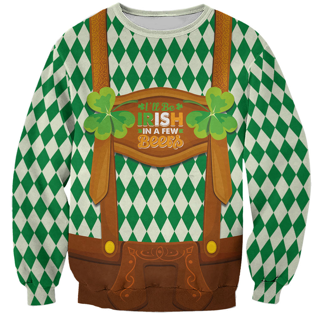 Ireland Oktoberfeis Sweatshirt Shamrock with Lederhosen Costume