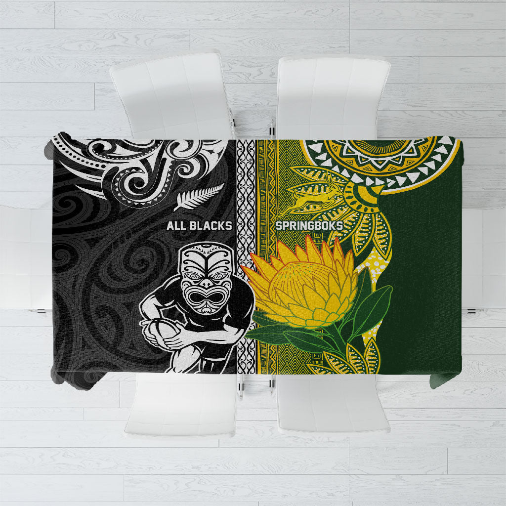 Rugby New Zealand and South Africa Tablecloth Greatest Rivalry Silver Fern and Antelope