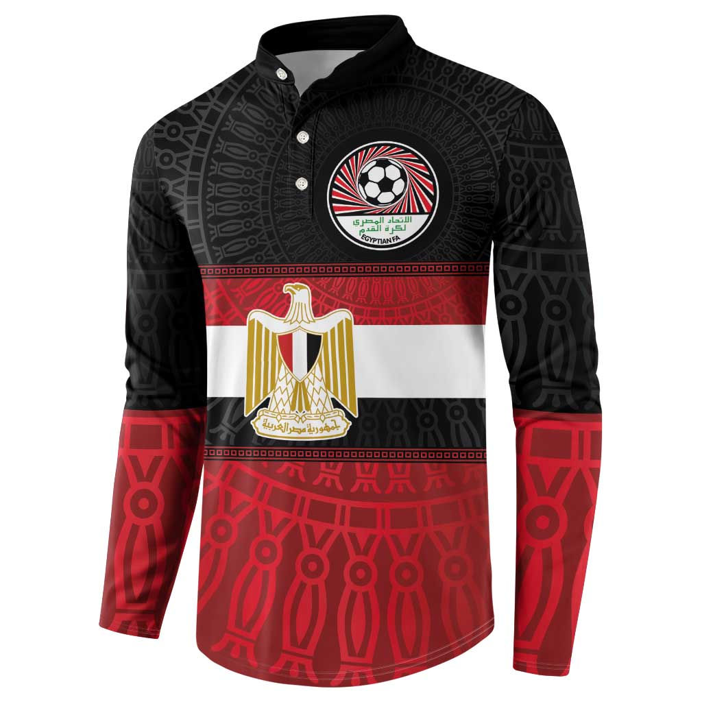 Custom Egypt National Football Button Sweatshirt Egyptian Geometric and Flag - Wonder Print Shop