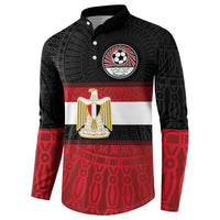 Custom Egypt National Football Button Sweatshirt Egyptian Geometric and Flag - Wonder Print Shop