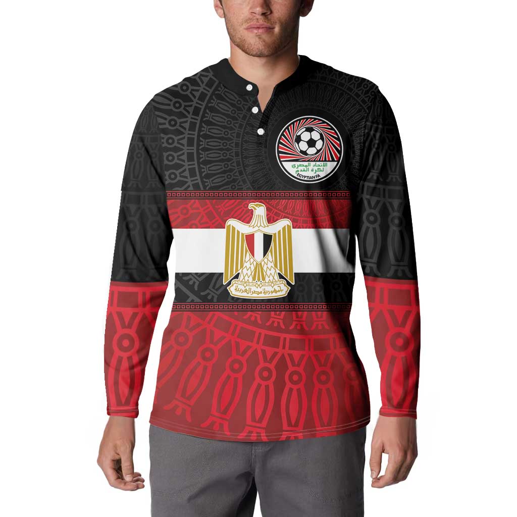 Custom Egypt National Football Button Sweatshirt Egyptian Geometric and Flag - Wonder Print Shop