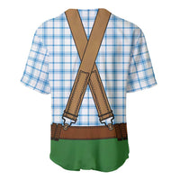 Bavarian Lederhosen Costume Style Baseball Jersey Blue Caro Pattern - Wonder Print Shop