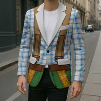Bavarian Lederhosen Costume Style Blazer Blue Caro Pattern - Wonder Print Shop