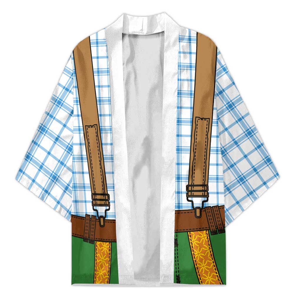 Bavarian Lederhosen Costume Style Kimono Blue Caro Pattern - Wonder Print Shop