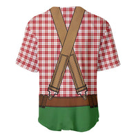 Bavarian Lederhosen Costume Style Baseball Jersey Red Caro Pattern - Wonder Print Shop