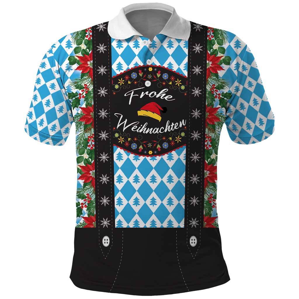 German Christmas Polo Shirt Lederhosen Weihnachten Style with Bavaria Pattern - Wonder Print Shop