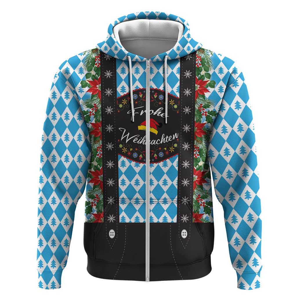 German Christmas Zip Hoodie Lederhosen Weihnachten Style with Bavaria Pattern - Wonder Print Shop