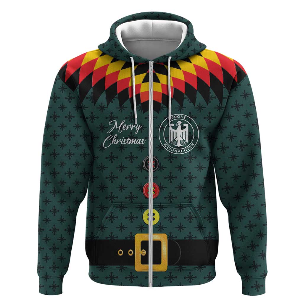 Custom German Christmas Zip Hoodie German Football Jersey mix Santa Suit Style - Wonder Print Shop