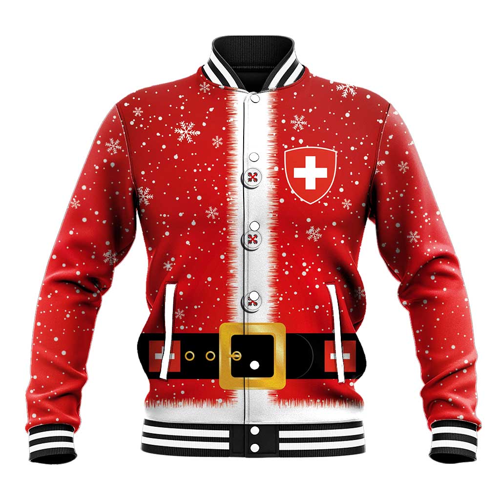 Personalized Swiss Christmas - Designed in Santa Suit Baseball Jacket - Wonder Print Shop