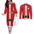 Personalized Swiss Christmas - Designed in Santa Suit Couples Matching Off The Shoulder Long Sleeve Dress and Long Sleeve Button Shirt