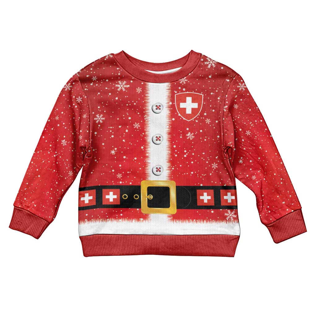 Personalized Swiss Christmas - Designed in Santa Suit Kid Ugly Christmas Sweater - Wonder Print Shop