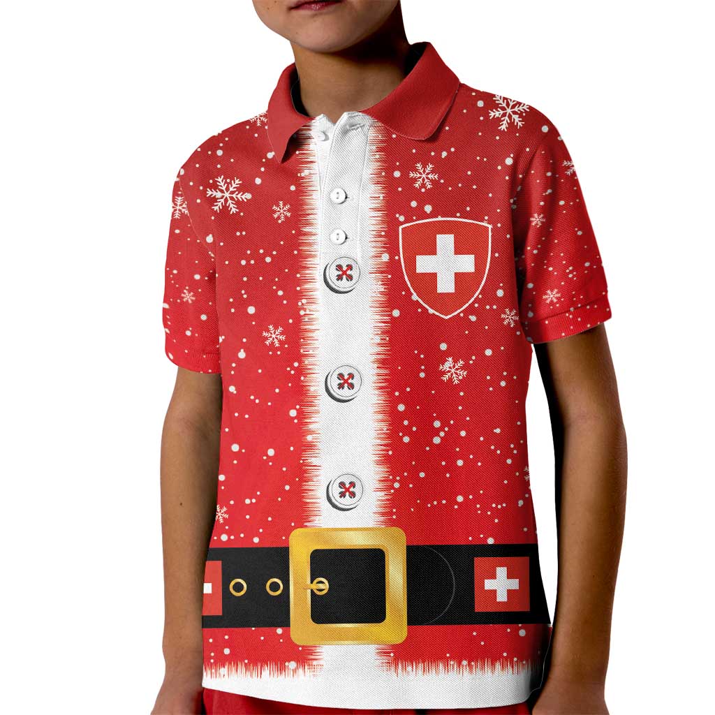 Personalized Swiss Christmas - Designed in Santa Suit Kid Polo Shirt - Wonder Print Shop