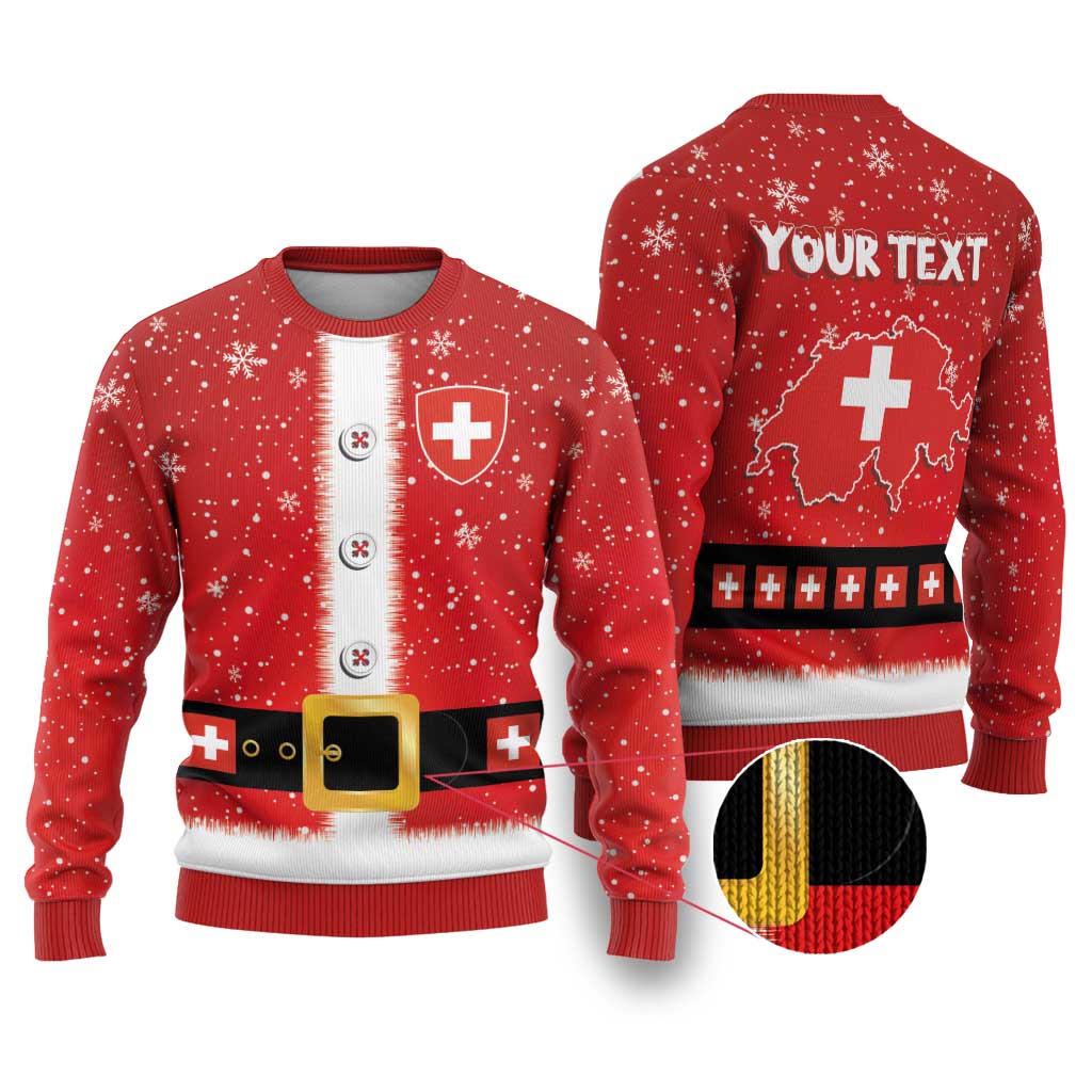 Personalized Swiss Christmas - Designed in Santa Suit Ugly Christmas Sweater - Wonder Print Shop