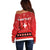 Personalized Swiss Christmas - Designed in Santa Suit Off Shoulder Sweater - Wonder Print Shop