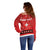 Personalized Swiss Christmas - Designed in Santa Suit Off Shoulder Sweater - Wonder Print Shop