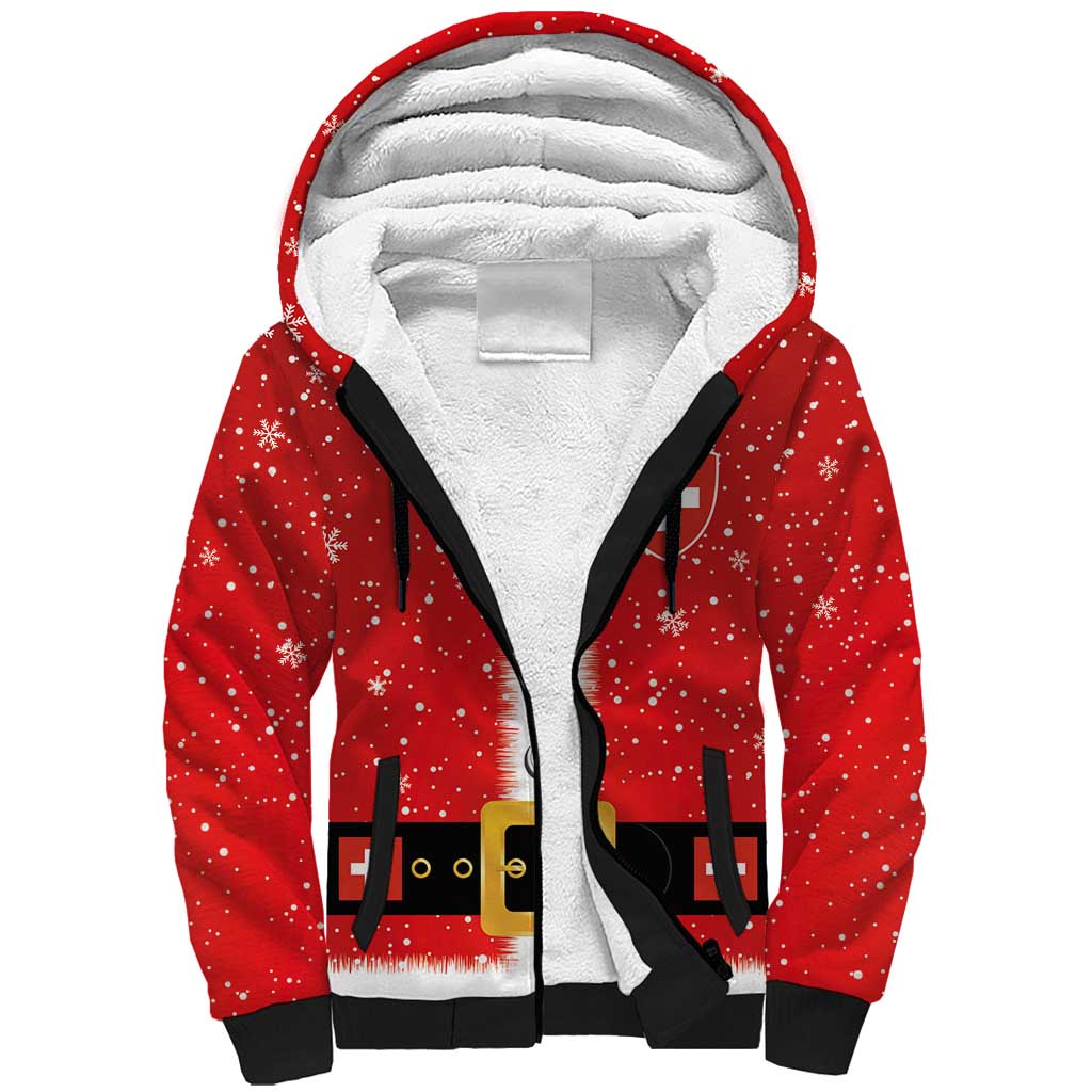 Personalized Swiss Christmas - Designed in Santa Suit Sherpa Hoodie