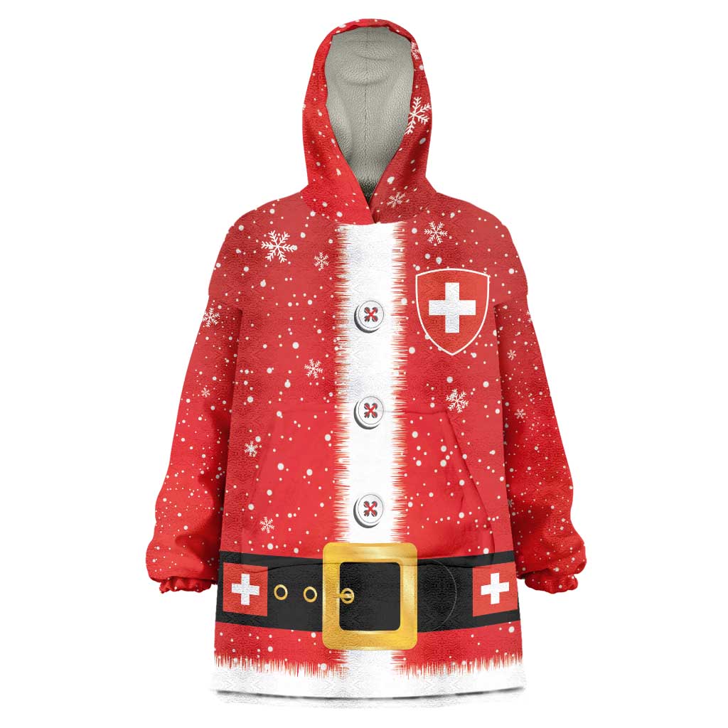 Personalized Swiss Christmas - Designed in Santa Suit Wearable Blanket Hoodie