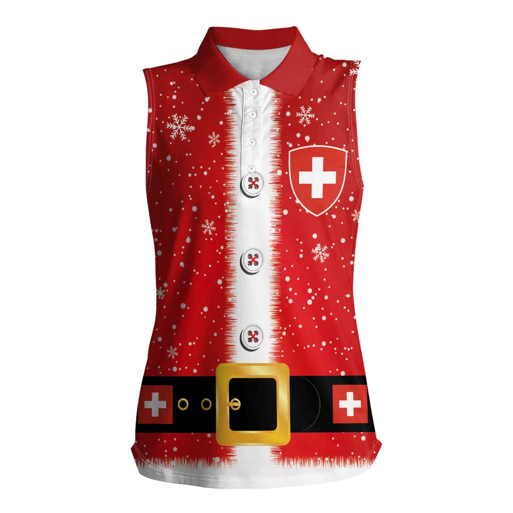 Personalized Swiss Christmas - Designed in Santa Suit Women Sleeveless Polo Shirt