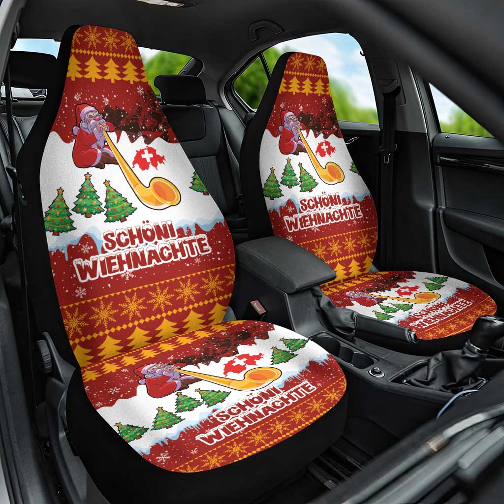 Swiss Santa Plays The Alphorn Christmas Car Seat Cover The Matterhorn with Christmas Elements - Wonder Print Shop