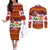 Swiss Santa Plays The Alphorn Christmas Couples Matching Off The Shoulder Long Sleeve Dress and Long Sleeve Button Shirt The Matterhorn with Christmas Elements