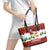 Swiss Santa Plays The Alphorn Christmas Leather Tote Bag The Matterhorn with Christmas Elements - Wonder Print Shop