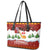 Swiss Santa Plays The Alphorn Christmas Leather Tote Bag The Matterhorn with Christmas Elements - Wonder Print Shop