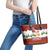 Swiss Santa Plays The Alphorn Christmas Leather Tote Bag The Matterhorn with Christmas Elements - Wonder Print Shop