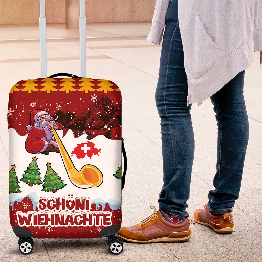 Swiss Santa Plays The Alphorn Christmas Luggage Cover The Matterhorn with Christmas Elements - Wonder Print Shop