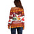 Swiss Santa Plays The Alphorn Christmas Off Shoulder Sweater The Matterhorn with Christmas Elements - Wonder Print Shop