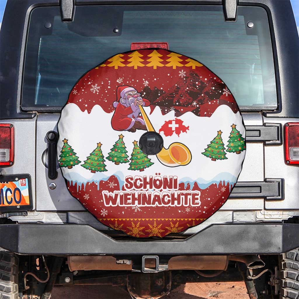 Swiss Santa Plays The Alphorn Christmas Spare Tire Cover The Matterhorn with Christmas Elements