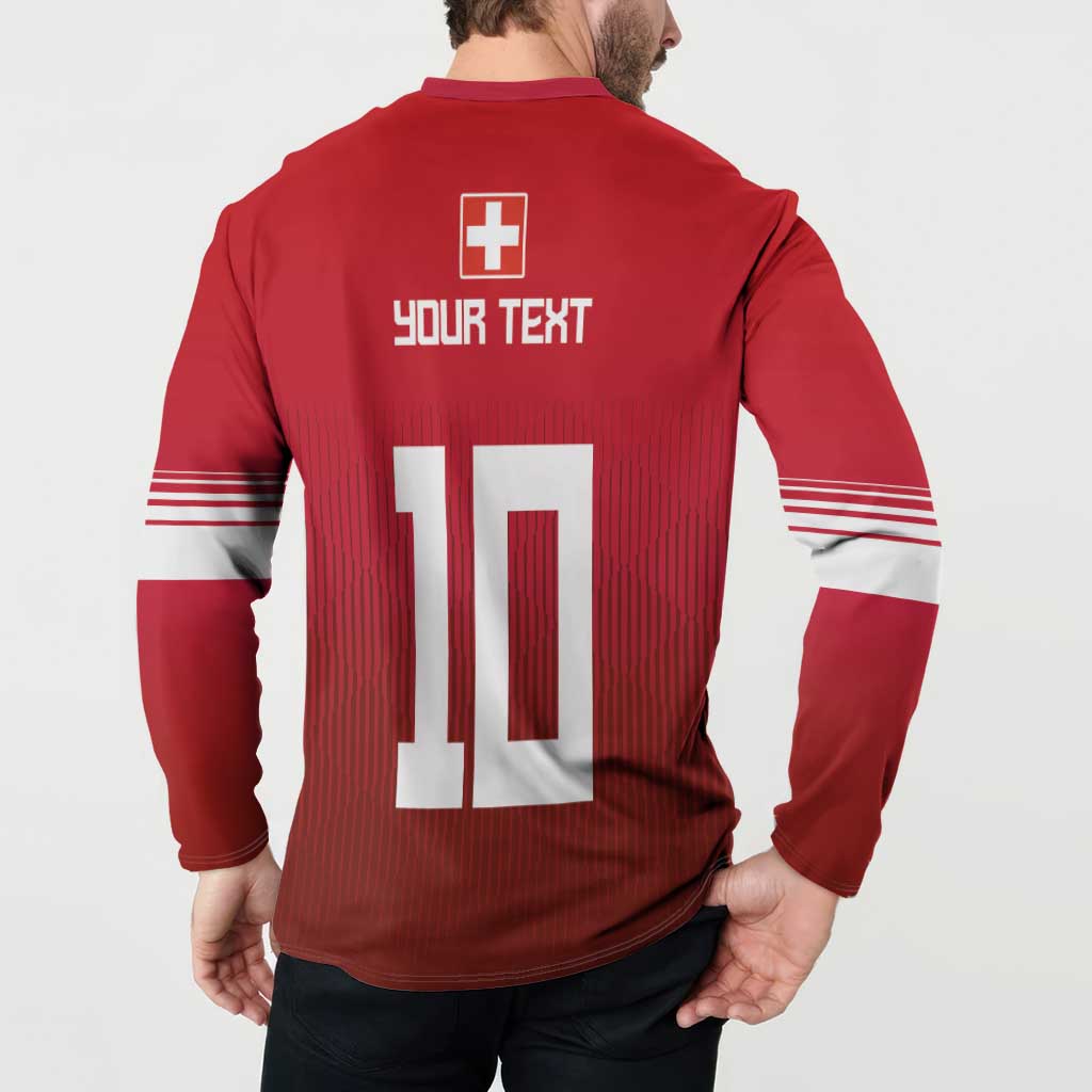 Back view of red football jersey with Swiss cross and large '10' text graphic