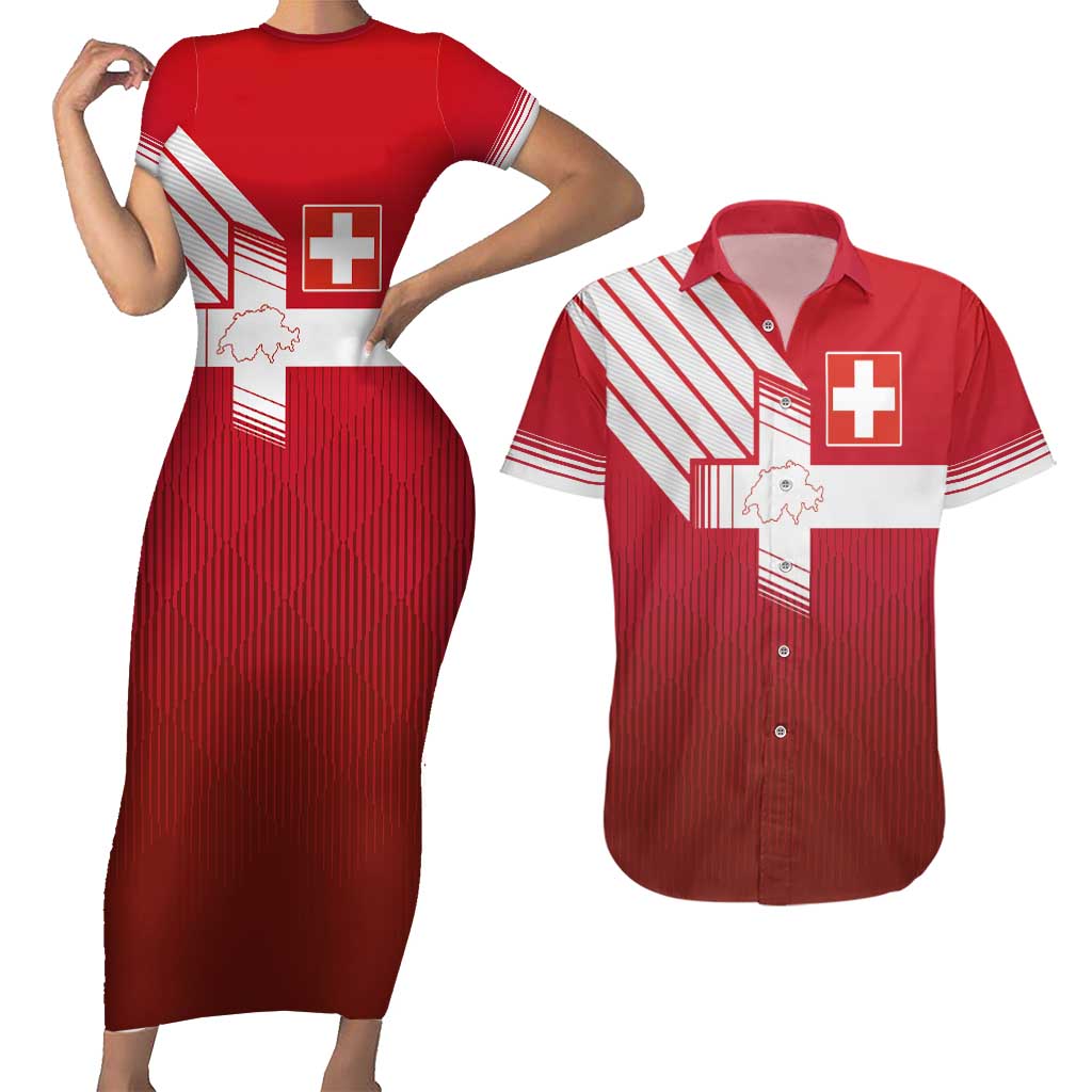 Custom Swiss Football Jersey for The Champions Couples Matching Short Sleeve Bodycon Dress and Hawaiian Shirt - Wonder Print Shop