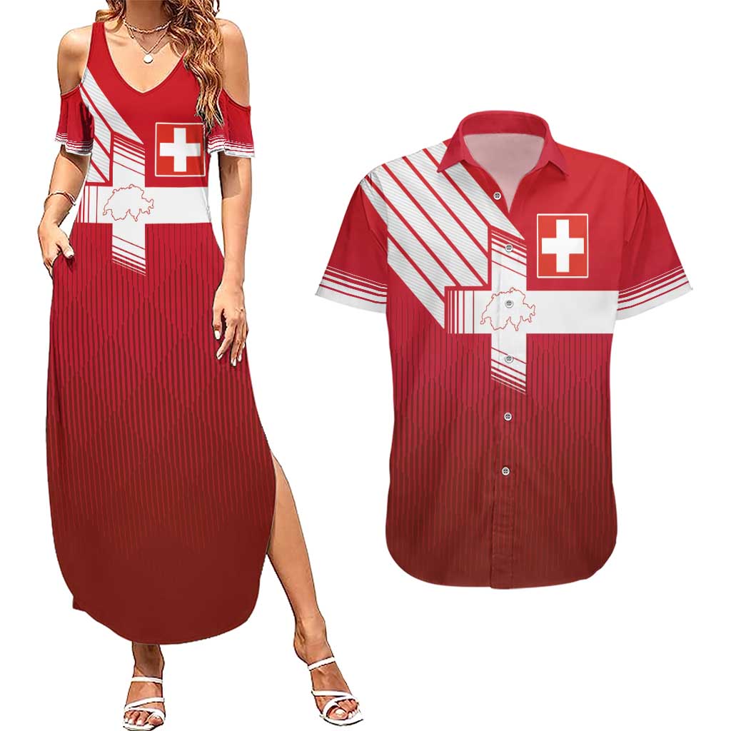 Custom Swiss Football Jersey for The Champions Couples Matching Summer Maxi Dress and Hawaiian Shirt - Wonder Print Shop