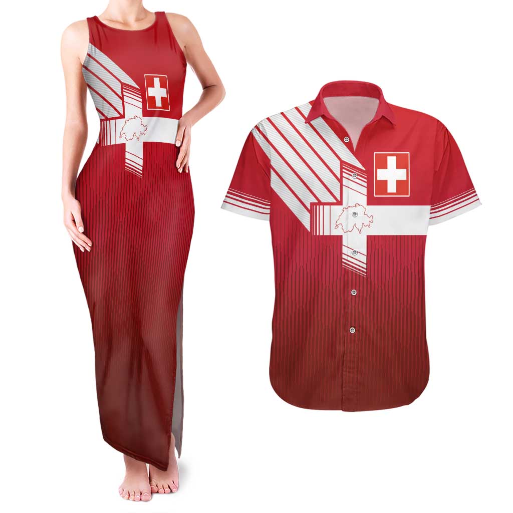 Custom Swiss Football Jersey for The Champions Couples Matching Tank Maxi Dress and Hawaiian Shirt - Wonder Print Shop