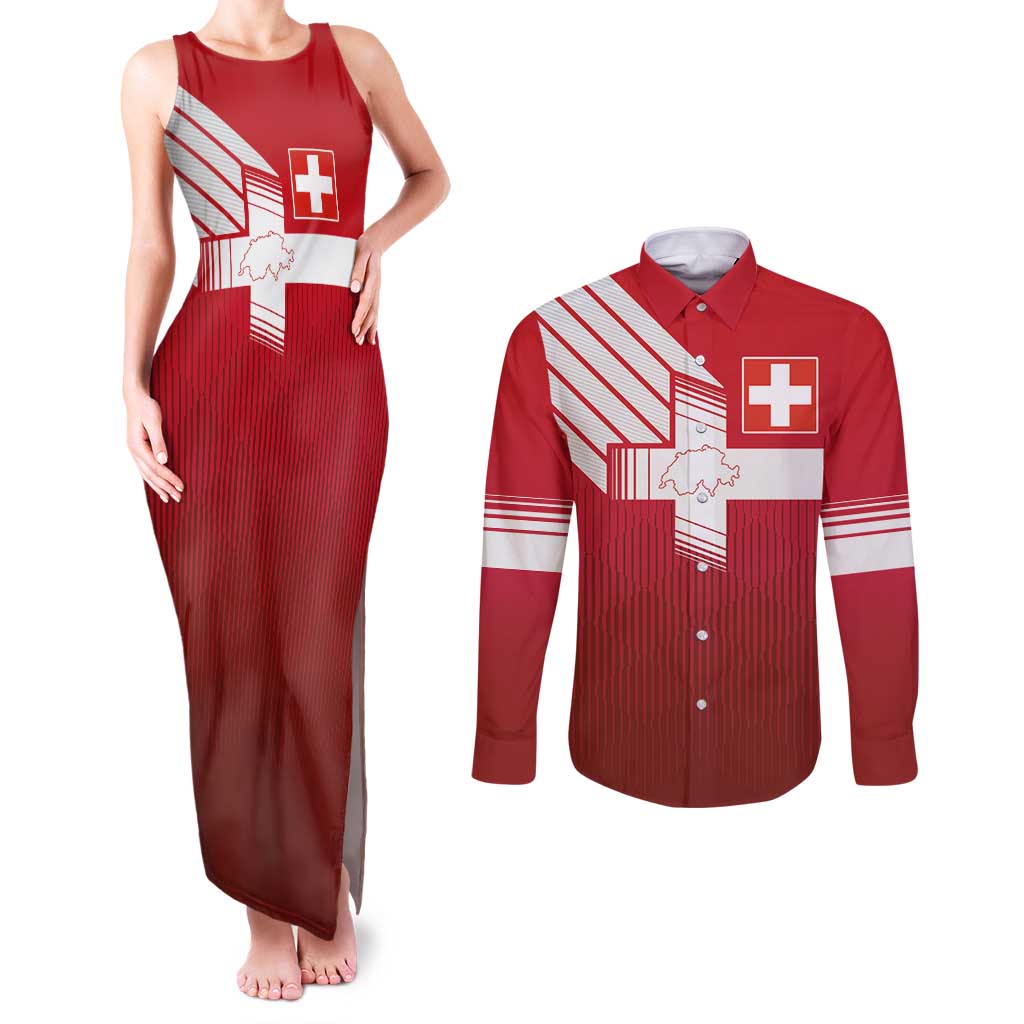 Custom Swiss Football Jersey for The Champions Couples Matching Tank Maxi Dress and Long Sleeve Button Shirt - Wonder Print Shop