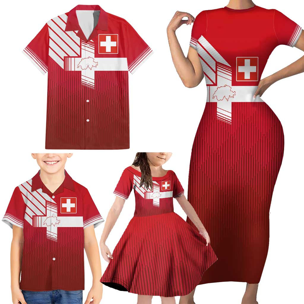 Custom Swiss Football Jersey for The Champions Family Matching Short Sleeve Bodycon Dress and Hawaiian Shirt - Wonder Print Shop