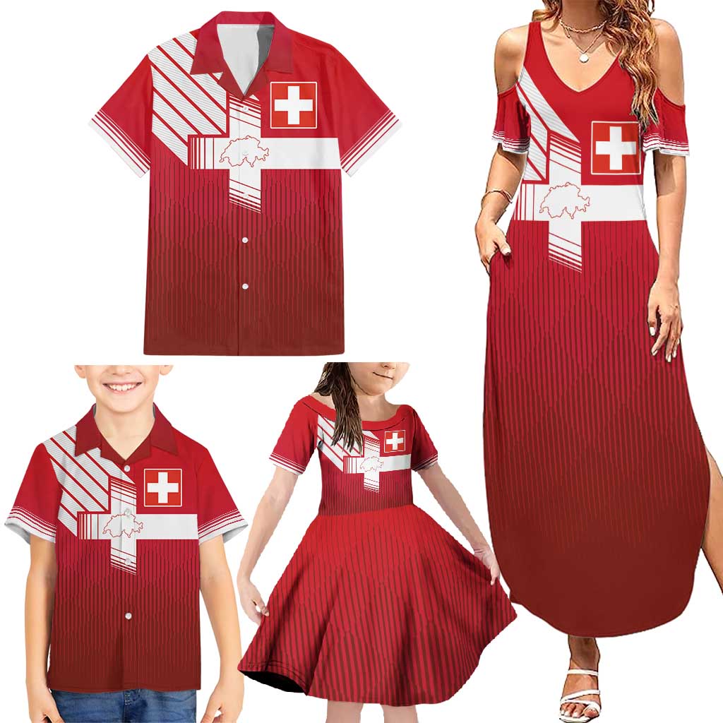 Custom Swiss Football Jersey for The Champions Family Matching Summer Maxi Dress and Hawaiian Shirt - Wonder Print Shop