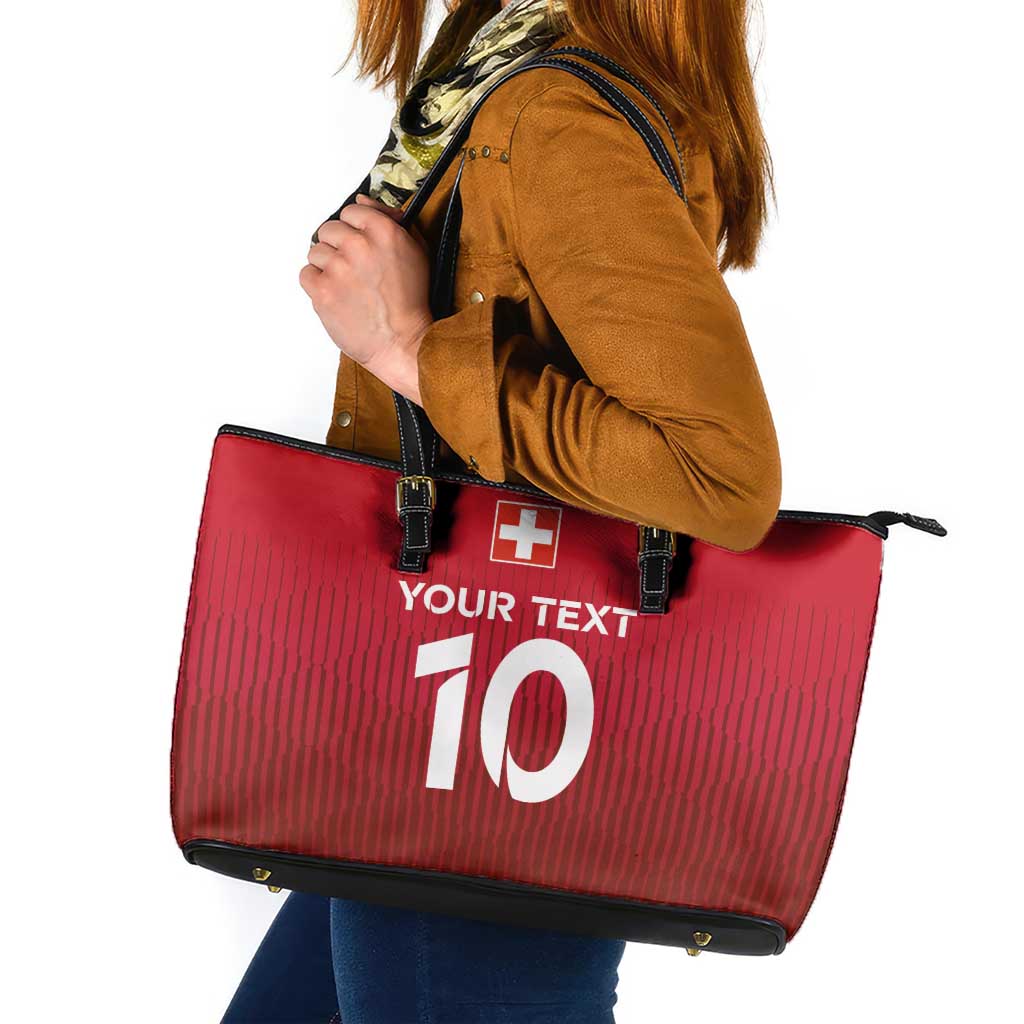 Custom Swiss Football Jersey for The Champions Leather Tote Bag - Wonder Print Shop