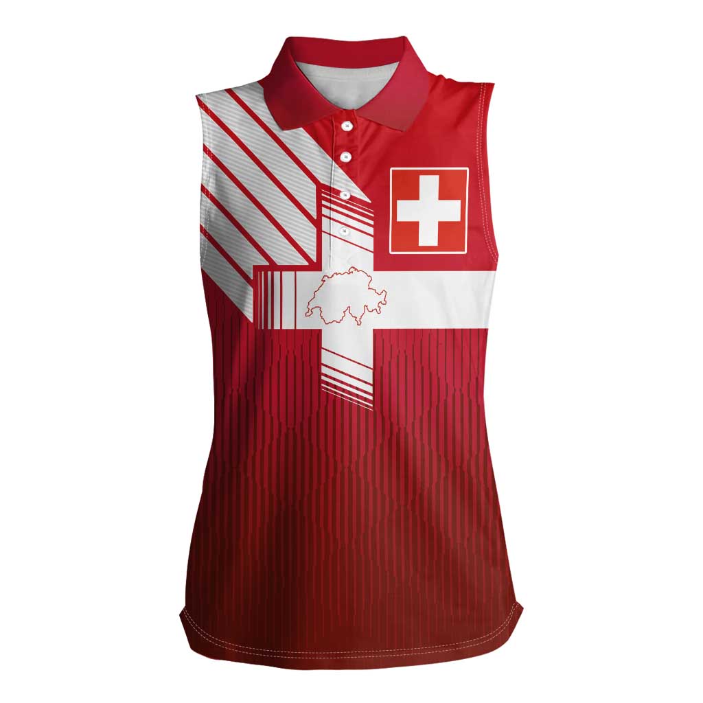 Custom Swiss Football Jersey for The Champions Women Sleeveless Polo Shirt - Wonder Print Shop