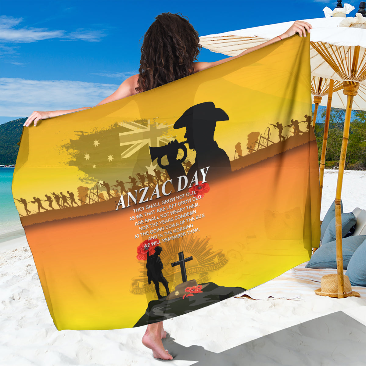 Australia ANZAC Day Sarong Gallipoli Lest We Forget - Wonder Print Shop