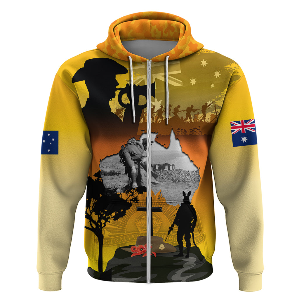 Australia ANZAC Day Zip Hoodie Gallipoli Lest We Forget - Wonder Print Shop