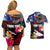 Personalised United States and American Samoa Couples Matching Off Shoulder Short Dress and Hawaiian Shirt Bald Eagle Rose and Hibiscus Flower - Wonder Print Shop