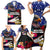 Personalised United States and American Samoa Family Matching Short Sleeve Bodycon Dress and Hawaiian Shirt Bald Eagle Rose and Hibiscus Flower - Wonder Print Shop