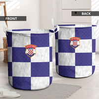 Croatia Football Laundry Basket Checkerboard Pattern with Glagolitic Script Away Color