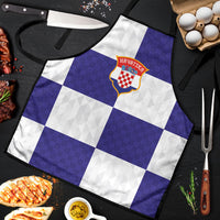 Croatia Football Apron Checkerboard Pattern with Glagolitic Script Away Color