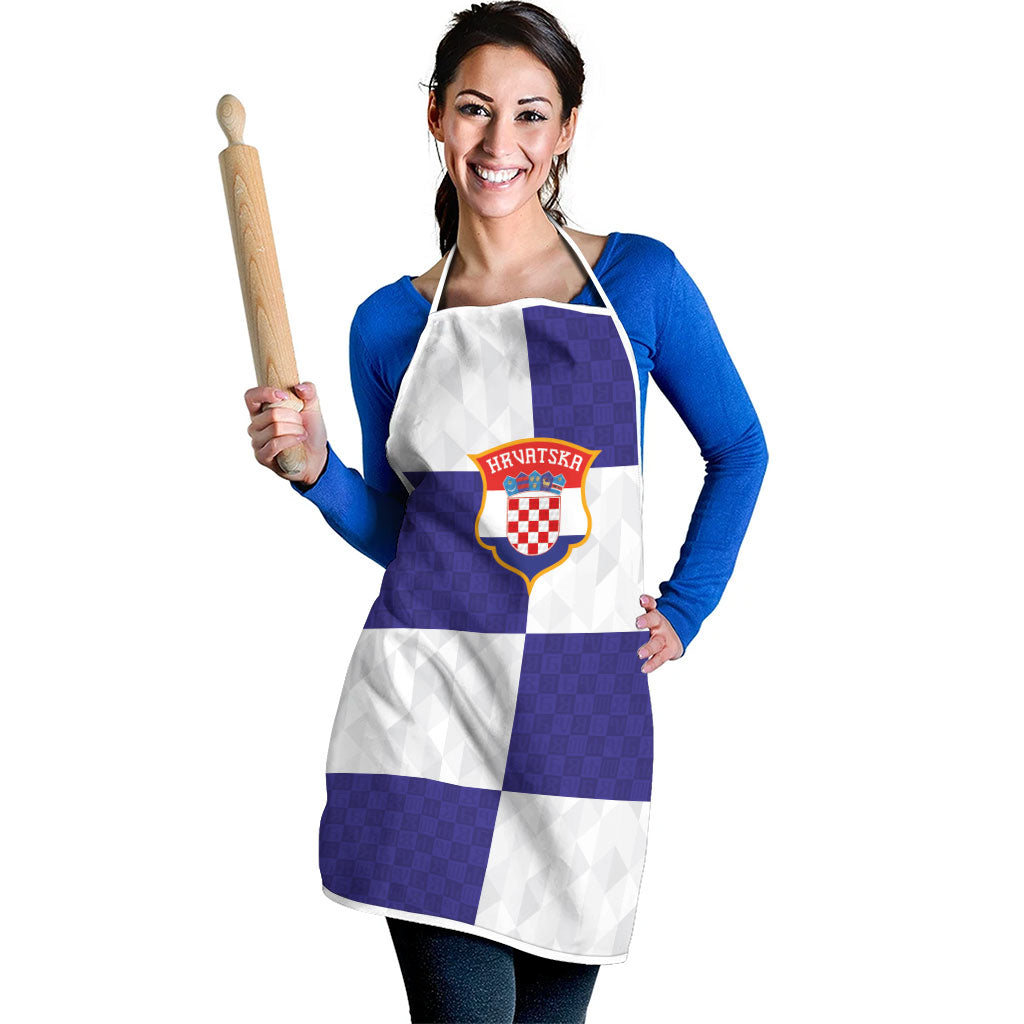 Croatia Football Apron Checkerboard Pattern with Glagolitic Script Away Color