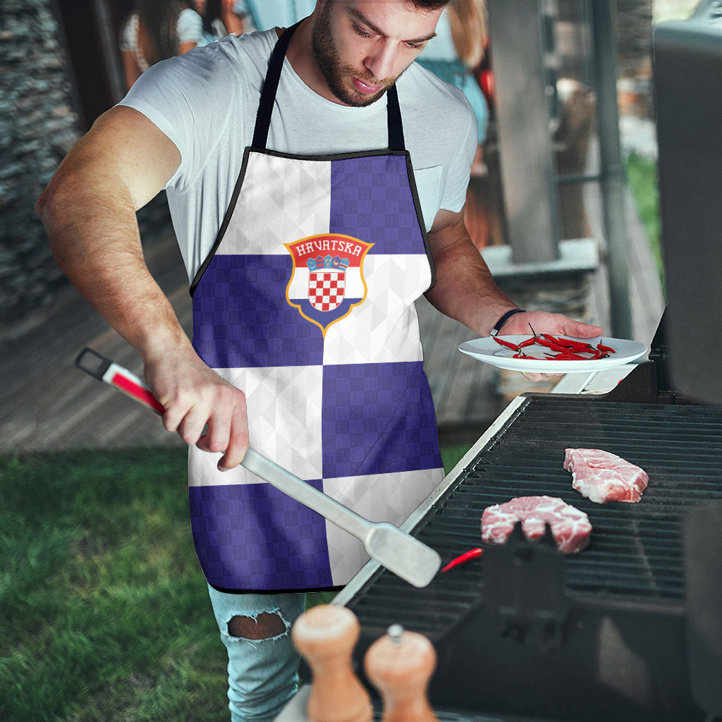 Croatia Football Apron Checkerboard Pattern with Glagolitic Script Away Color